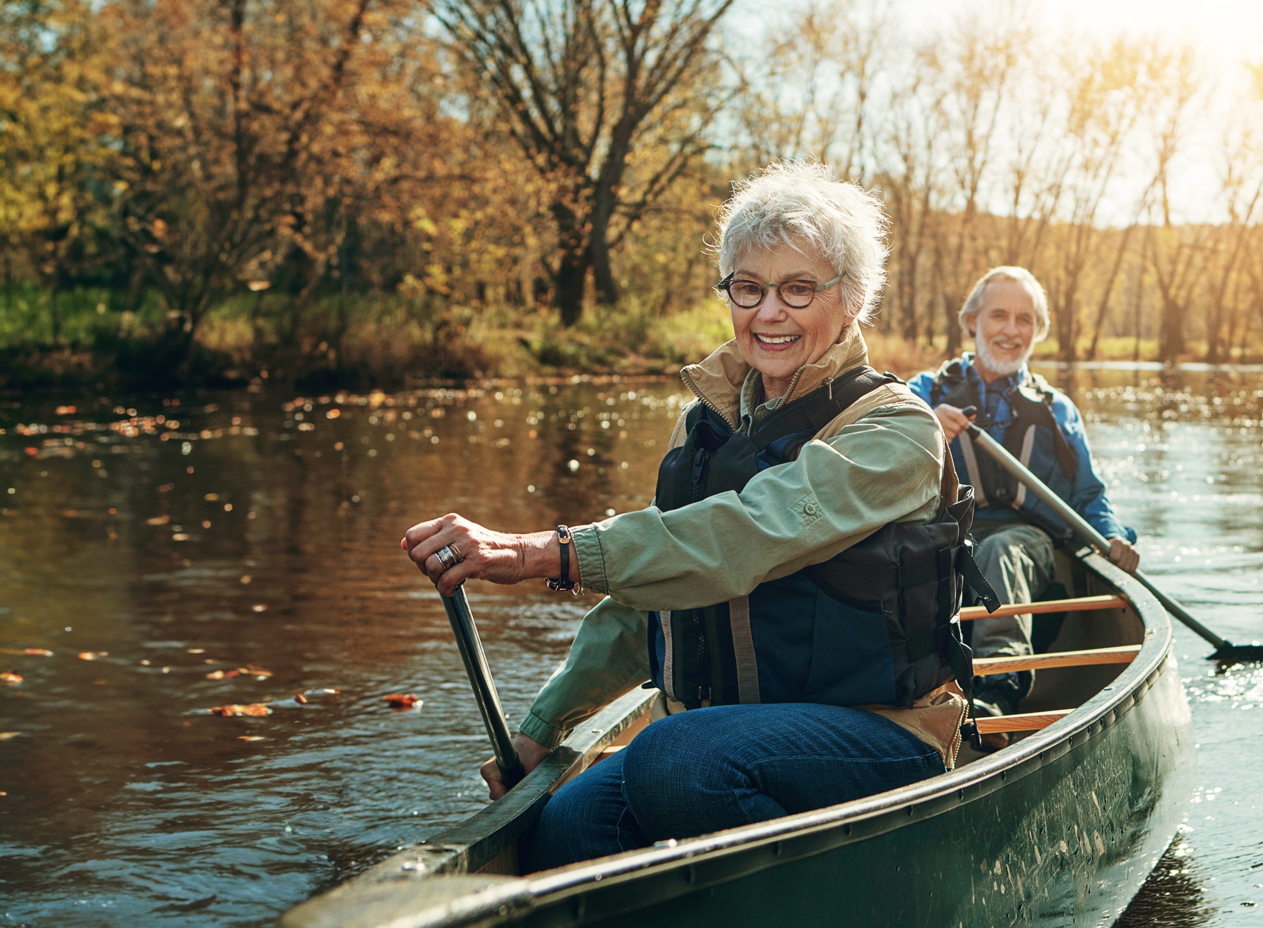 Senior couple in kayak
